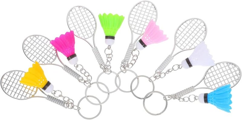 Stobaza 6pcs Mini Badminton Racket Keychain Pendant with Shuttlecock Charm Sports Gift - Image 1